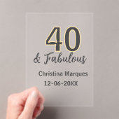 40 & fabulous gray yellow birthday calligraphy  acryleinladungen (Insitu (Handheld))