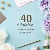 40 & fabulous gray yellow birthday calligraphy  acryleinladungen (In Situ (Hochzeit))