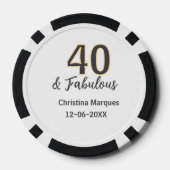 40 & fabulous gray yellow birthday calligraphy pokerchips (Rückseite)