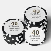 40 & fabulous gray yellow birthday calligraphy pokerchips (Stapel)