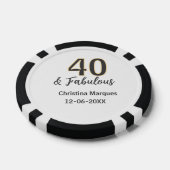 40 & fabulous gray yellow birthday calligraphy pokerchips (Einzeln)