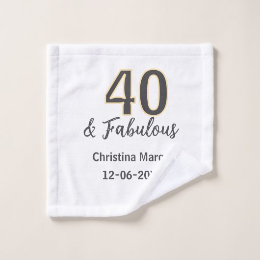 40 & fabulous gray yellow birthday calligraphy  waschlappen (Waschlappen)