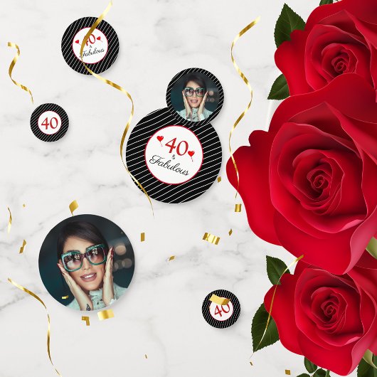 40 & Fabulous Hearts 40. Geburtstag Foto Black Konfetti