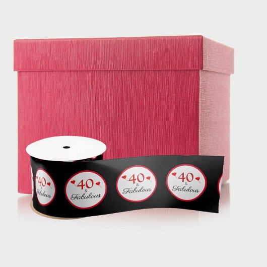 40 & Fabulous Hearts 40. Geburtstag Schwarz Satinband