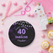 40 & Fabulous Lila Foil Balloons & String Lights Pappteller (Party)