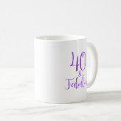40 & Fabulous Lila Glitzer Typografie Kaffeetasse (VorderseiteRechts)