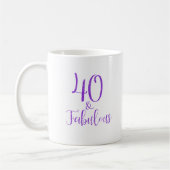 40 & Fabulous Lila Glitzer Typografie Kaffeetasse (Links)