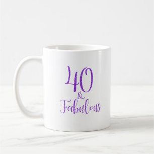 40 & Fabulous Lila Glitzer Typografie Kaffeetasse