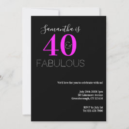 40 Fabulous Neon Pink 40. Geburtstags-Party Einladung