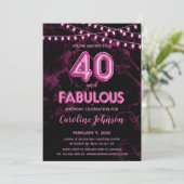 40 & Fabulous Pink Ballon Birthday Einladungen (Stehend Vorderseite)
