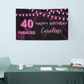 40 & Fabulous Pink & Black Balloon Beleuchtung Geb Banner (Messeveranstaltung)
