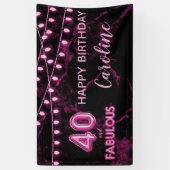 40 & Fabulous Pink & Black Balloon Beleuchtung Geb Banner (Vertikal)