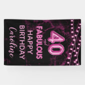 40 & Fabulous Pink & Black Birthday Vertikal Banner (Horizontal)