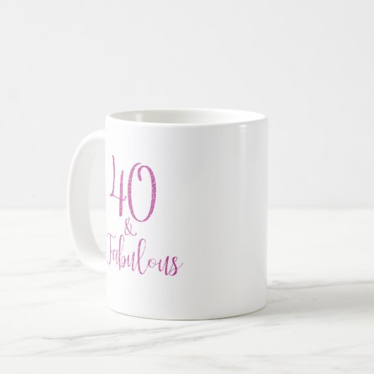 40 & Fabulous Pink Glitzer Typografie Kaffeetasse (Vorderseite Links)