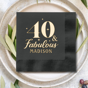 40 & Fabulous Vierzigster Geburtstag Name Servietten Mit Folie