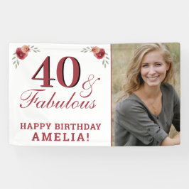40 & Fabulous Watercolor Floral 40. Geburtstag Banner