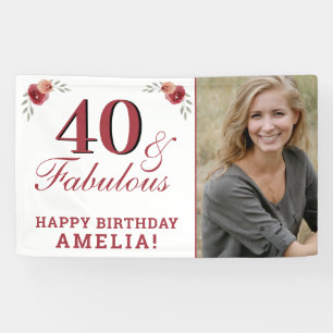 40 & Fabulous Watercolor Floral 40. Geburtstag Banner