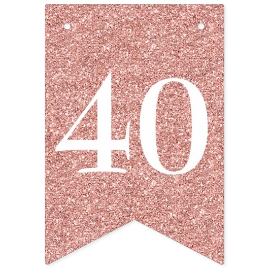 40 Fabulous White Script Rose Gold Glitzer Wimpelkette (Erste Fahne)