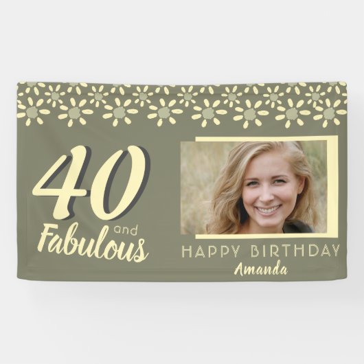 40 & Fabulous Yellow Daisy Blume Wasserfarbe Foto Banner (Horizontal)