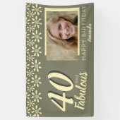 40 & Fabulous Yellow Daisy Blume Wasserfarbe Foto Banner (Vertikal)