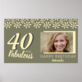 40 & Fabulous Yellow Daisy Blume Wasserfarbe Foto Poster