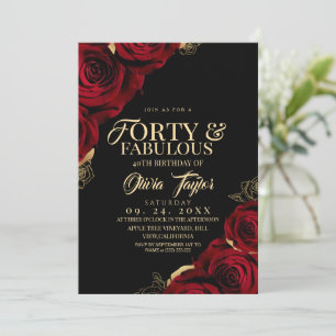 40 & Fantastisch Chic Florale Elegante Geburtstags Einladung