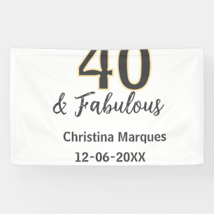 40 & fantastisch Grau Gelb Geburtstag Kalligrafie Banner