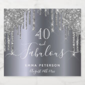 40 fantastische Geburtstagssilber-Tropfen Schaumweinetikett (Einzelnes Label)