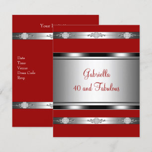 40 & fantastische rote silberne Juwelen-Verzierung Einladung