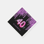 40 Fantastischer Geburtstag schwarzer lila Glitzer Serviette (Ecke)