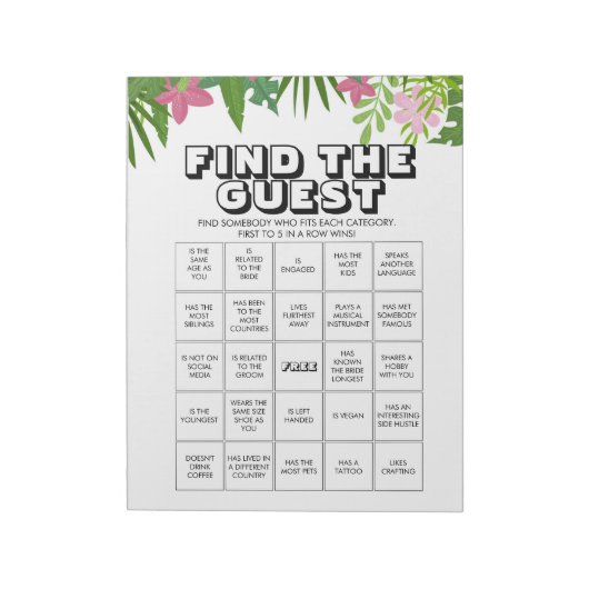 40 Find the Guest Bingo Game Sheets Notizblock (Rotiert)