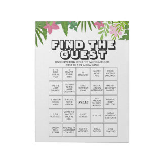 40 Finde den Gast Bingo Spielblätter Notizblock