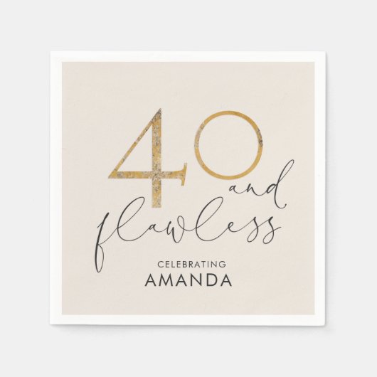 40 & Flawless Blush Pink Gold & Gray Personalisier Serviette (Vorderseite)