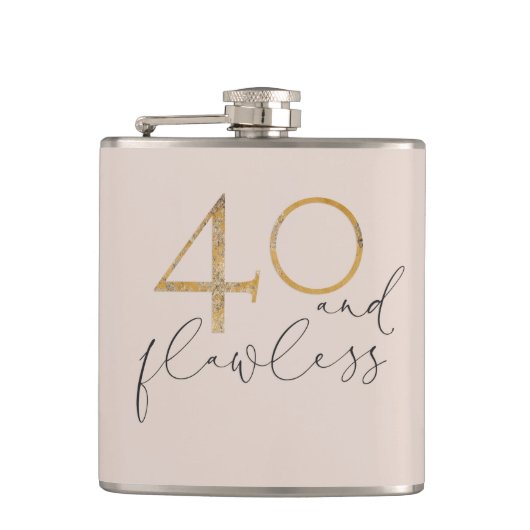 40 & Flawless Pink und Gold 40. Geburtstag Flachmann (Vorderseite)
