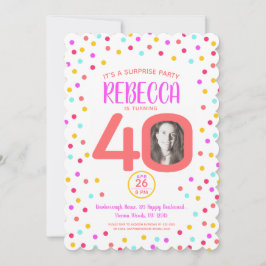 40. Foto farbenfrohe Korallenkonfetti Geburtstag Einladung