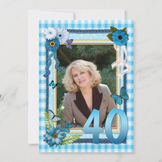 40. Foto Geburtstagsfeier Einladung (Vorderseite)