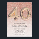 40. Frauen Geburtstag Rose Gold Glitzer Elegant Einladung<br><div class="desc">40. Frauen Geburtstag Rose Gold Glitzer Elegant</div>