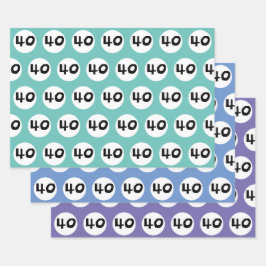 40 für farbiges 40. Geburtstagspapier Geschenkpapier Set