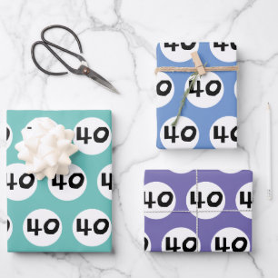 40 für farbiges 40. Geburtstagspapier Geschenkpapier Set