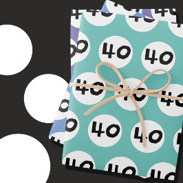 40 für farbiges 40. Geburtstagspapier Geschenkpapier Set