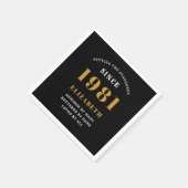 40. Geburtstag 1981 Personalisierte Black Gold Lad Serviette (Ecke)