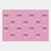 40. Geburtstag 1981 Personalisierte Pink Black Lad Geschenkpapier Set (Vorderseite 2)