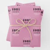 40. Geburtstag 1981 Personalisierte Pink Black Lad Geschenkpapier Set (Beispiel)