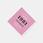 40. Geburtstag 1981 Personalisierte Pink-Pink-Dame Serviette (Ecke)