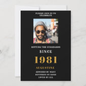 40. Geburtstag 1981 Schwarz-Gold-Fotovorlage Einladung (Vorderseite)