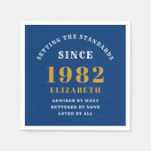 40. Geburtstag 1982 Elegant Chic Gold Blue Serviette (Vorderseite)