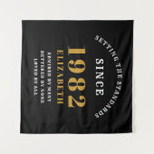 40. Geburtstag 1982 Eleganter Black Gold Chic Wandteppich (Vorderseite (Horizontal))