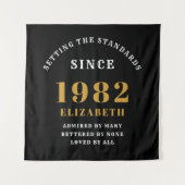 40. Geburtstag 1982 Eleganter Black Gold Chic Wandteppich (Vorderseite)