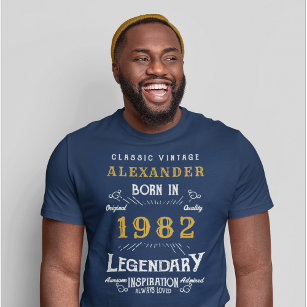 40. Geburtstag 1982 Name Blue Gold Legendary hinzu T-Shirt