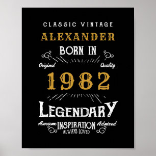 40. Geburtstag 1982 Name Legendary Black Gold hinz Poster